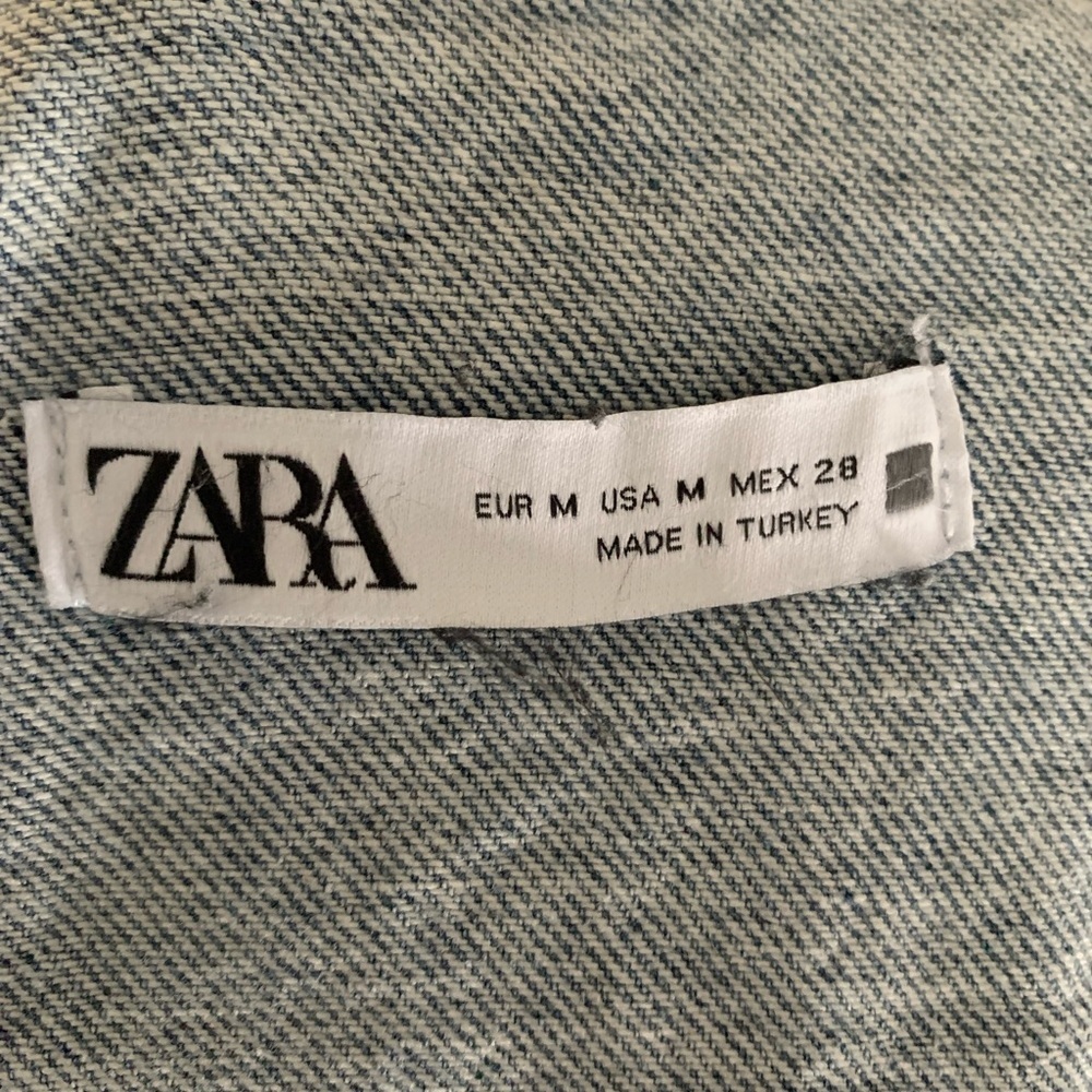Zara Blue washed effect cropped Denim Jacket size Medium - Picture 7 of 8